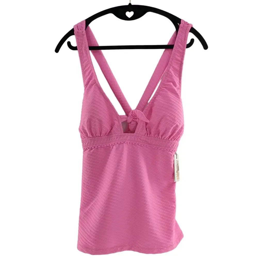 Jessica Simpson Pink Tankini Swim Top Size Large - Picture 3 of 8